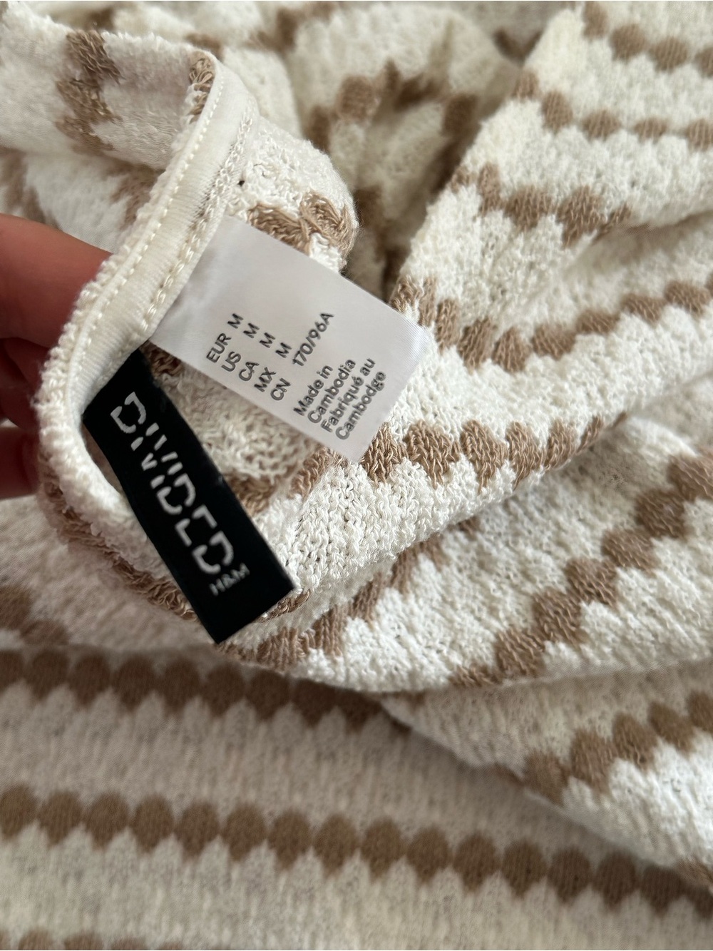 Striped Knit Beach coverup in Cream and Tan - Picture 3 of 3